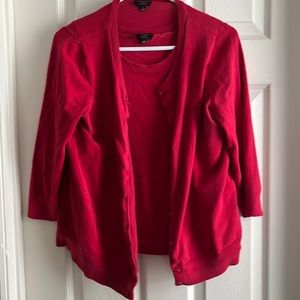 Talbots Woman Red Pima Cotton Twinset Sixe X Cardigan and Shell